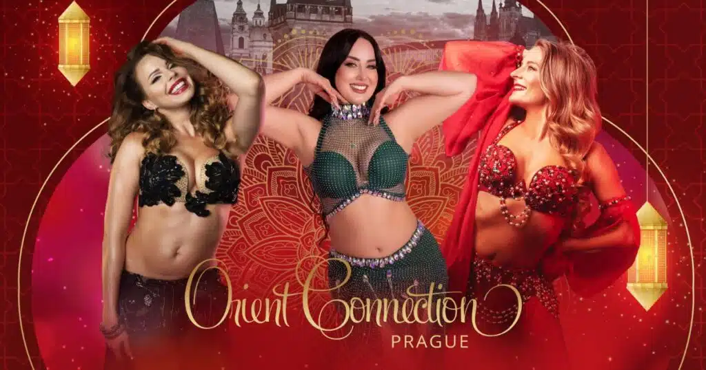 Světoznámé tanečnice Jamilah, Melissa Gamal a Eglal na banneru k 16. ročníku festivalu Orient Connection